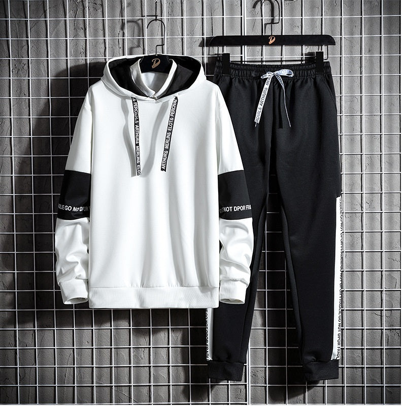 Ethnic Style Men's Hooded Sweater Slim Fit Ninth Pants Sports Suit