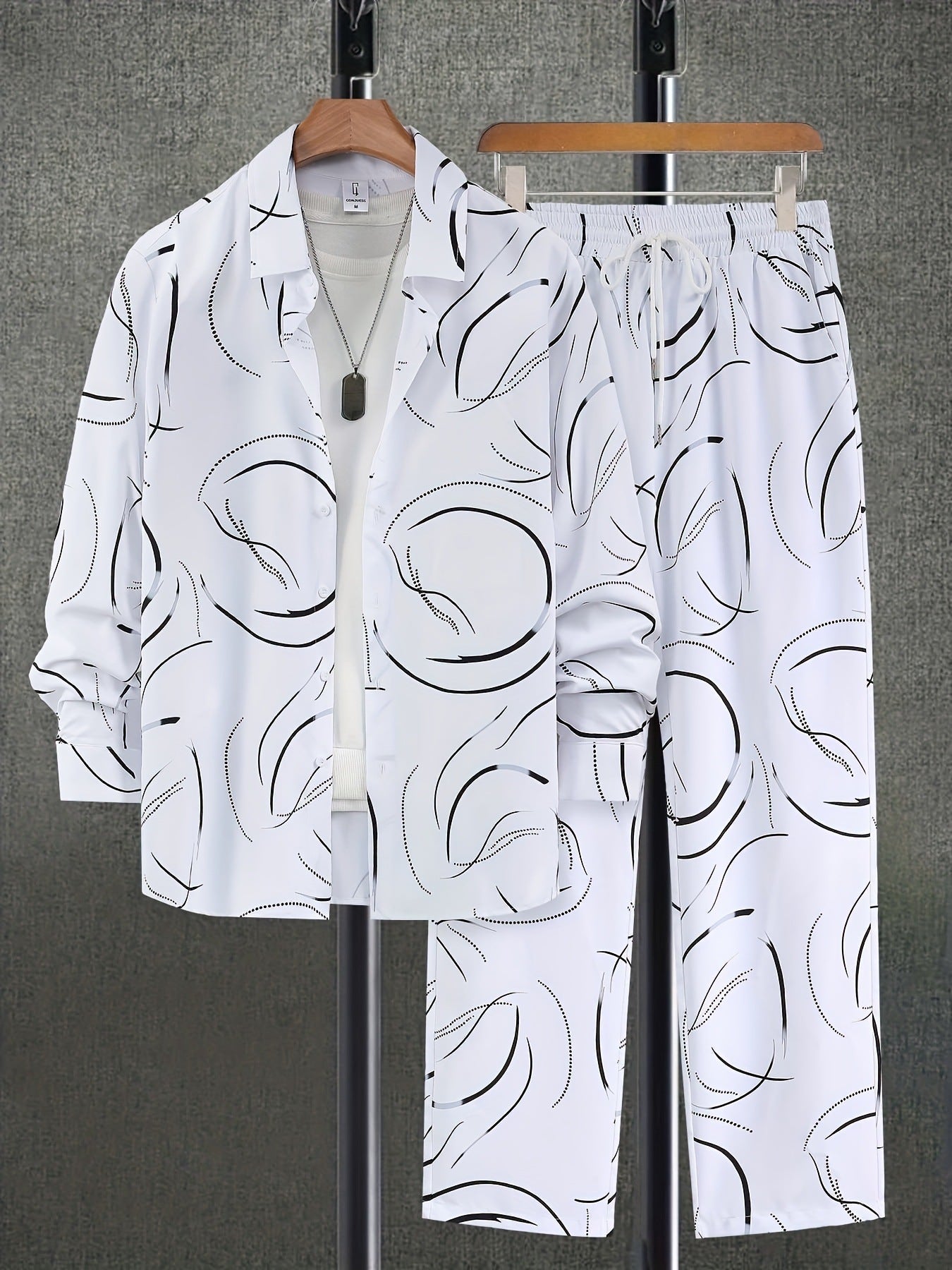 Fashion Trend Color Gradient Long Sleeve Shirt Trousers Suit