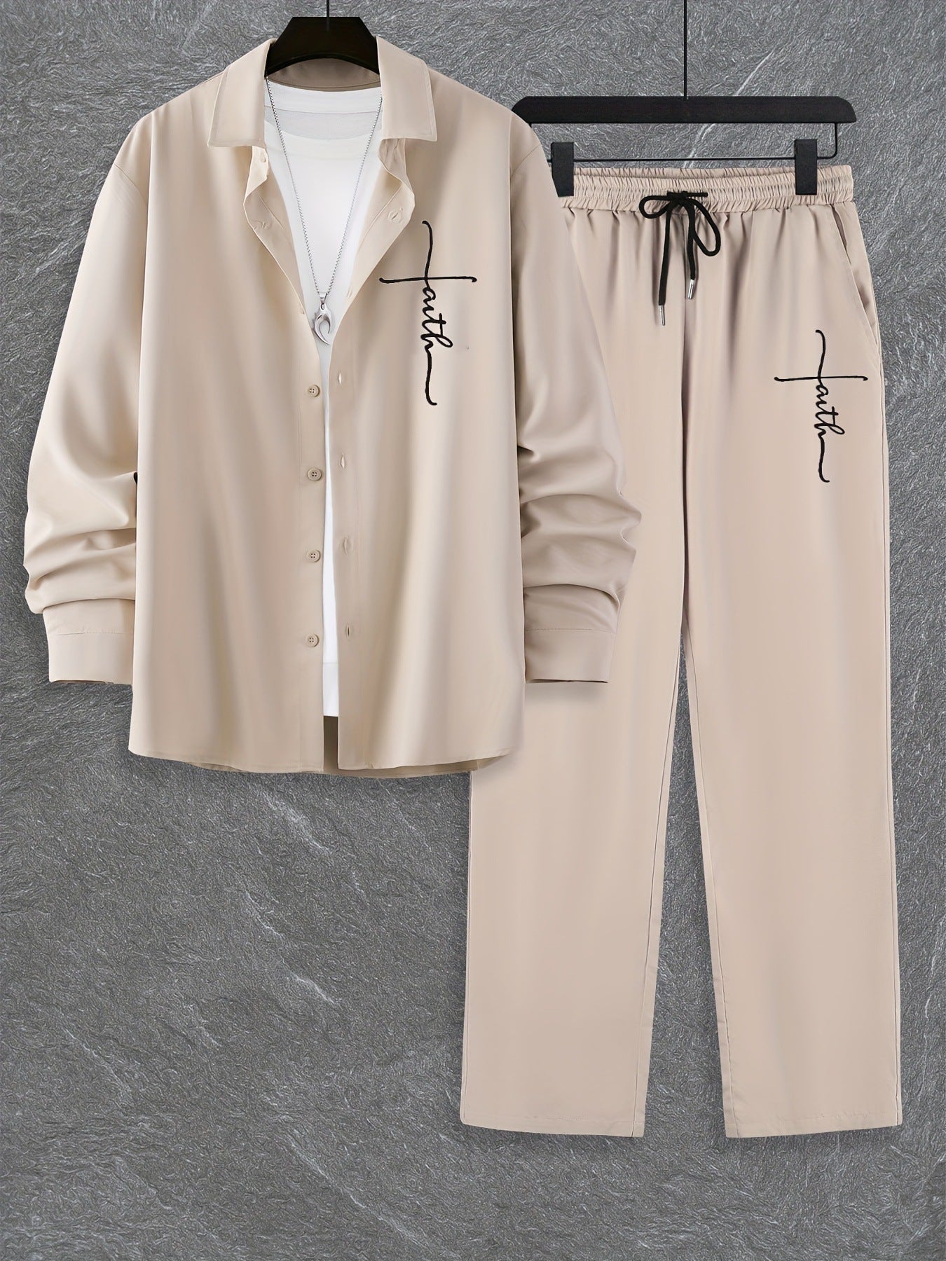 Fashion Trend Color Gradient Long Sleeve Shirt Trousers Suit