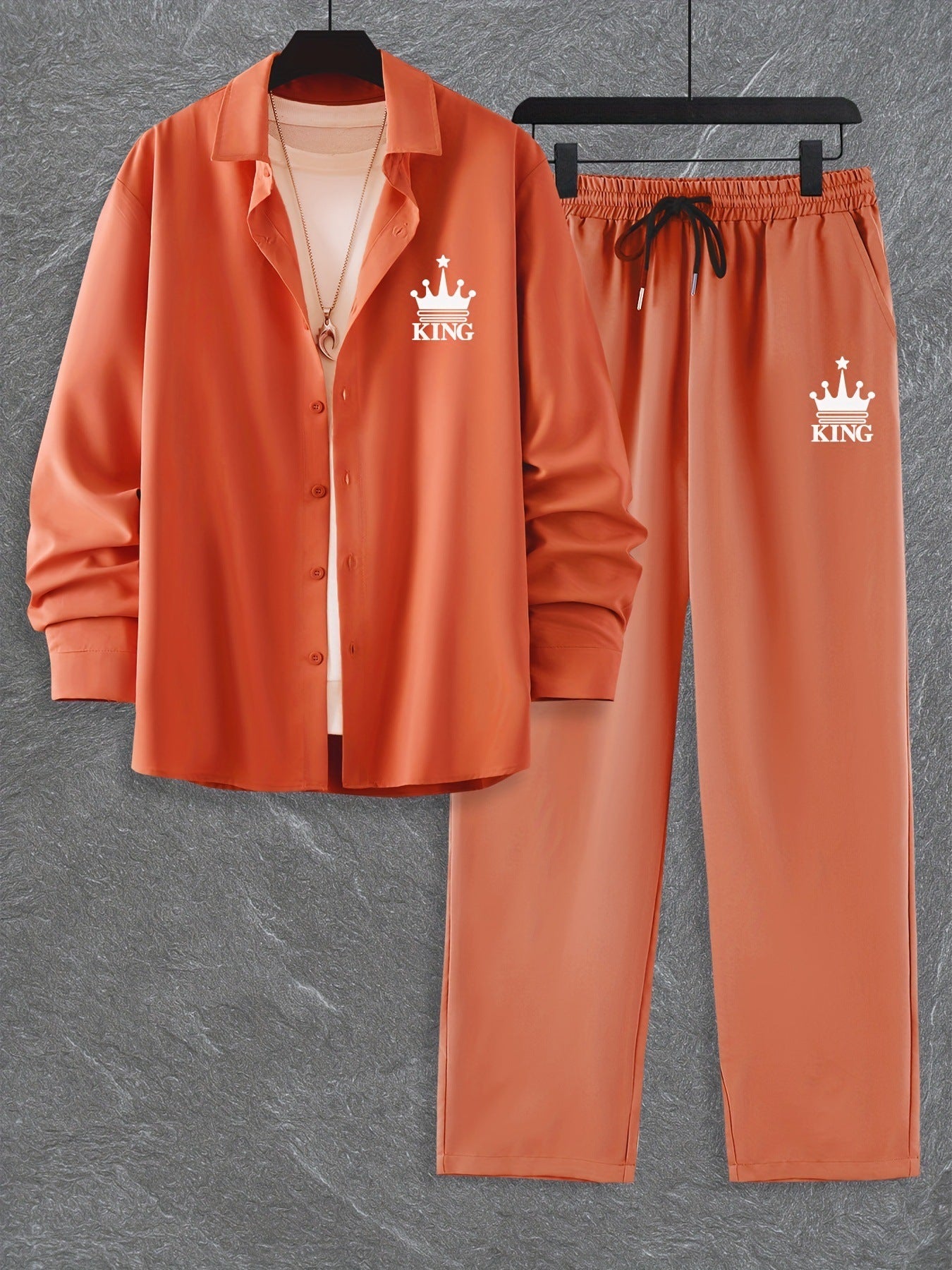 Fashion Trend Color Gradient Long Sleeve Shirt Trousers Suit